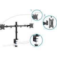 DIGITUS Dual Monitorhalterung, 2x 32", 2x 8 kg