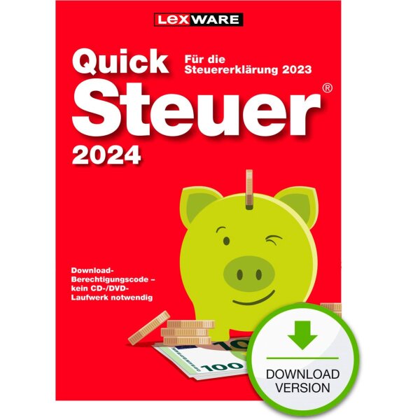 Lexware Quicksteuer 2024 - 1 Device, bis zu 3 Steuererklärungen - ESD-DownloadESD