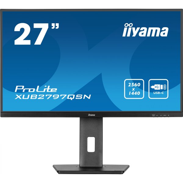 68,5cm/27" (2560x1440) iiyama PROLITE XUB2797QSN-B1 16:9 WQHD IPS 1ms 100Hz HDMI DP USB-C RJ45 Speaker Pivot Black