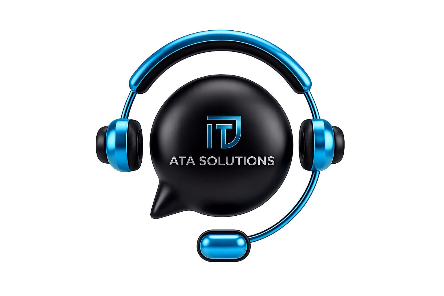 Headset mit ATA-Logo. Mit KI bearbeitet.